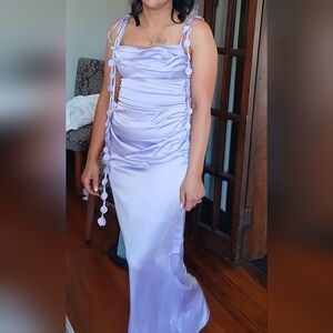 Satin Maxi Dress with Tassel Details